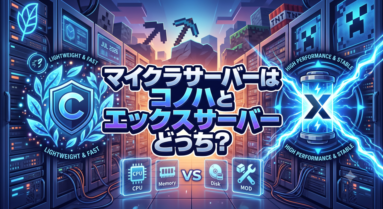 マイクラサーバーはコノハとエックスサーバーどっち?